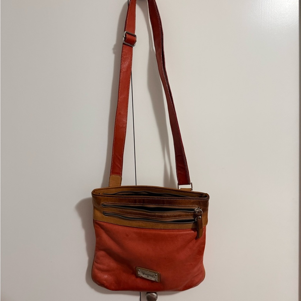 Valentina Italia genuine leather  Orange and Tan Bag